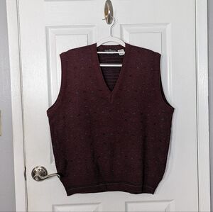 Vintage‎ Italian Sweater Co. Maroon Geometric Print Wool Sweater Vest Size L